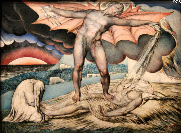 Satan Smiting Job with ore Boils painting (c1826) by William Blake at Tate Britain. London, United Kingdom.