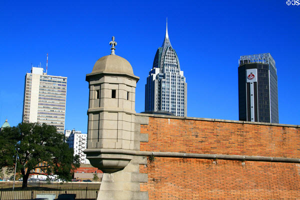 Fort Condé walls before AmSouth, RSA Battle House & Renaissance Towers. Mobile, AL.
