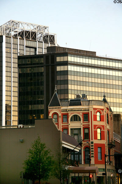 Renaissance Hotel Tower, Riverview Plaza (1983) (13 floors), & red Abraham Pincus Building. Mobile, AL.