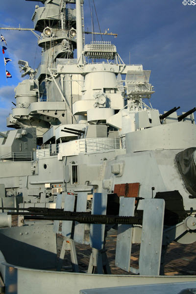 Antiaircraft guns of Battleship Alabama. Mobile, AL.