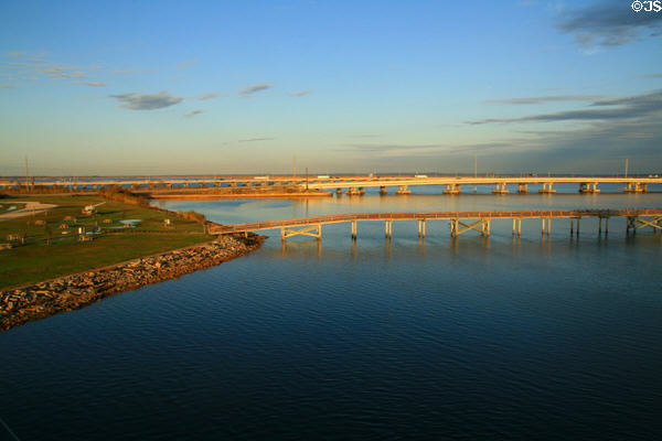 Parallel bridges of Battleship Parkway & Interstate 10. Mobile, AL.