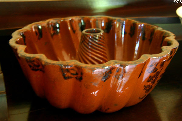 Pottery cake pan at Historic Arkansas Museum. Little Rock, AR.
