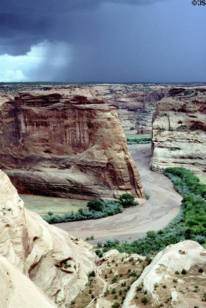 Canyon de Chelley National Monument under storm clouds. AZ.