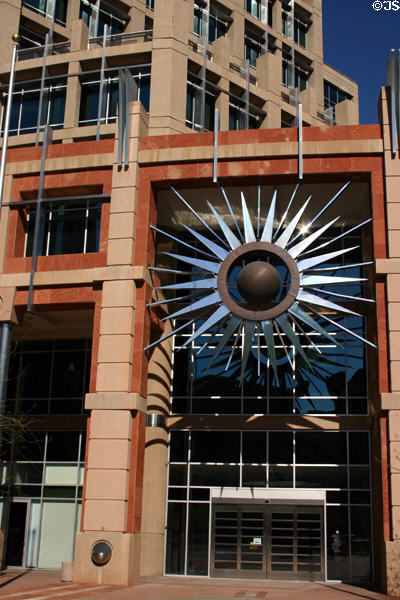 Sunburst over entrance of Phoenix City Hall. Phoenix, AZ.