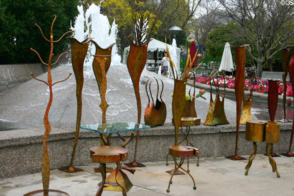 Metal sculptures by David Coddaire in Scottsdale Arts Festival. Scottsdale, AZ.