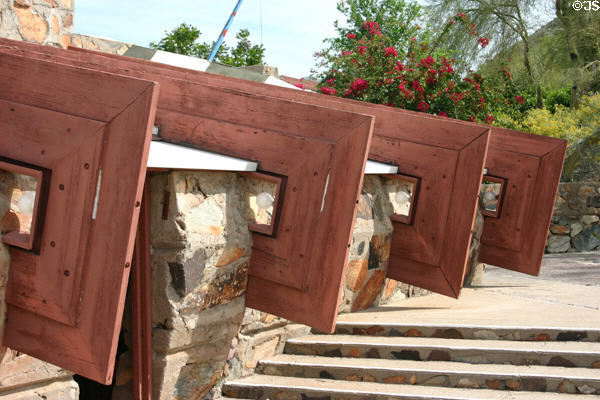 Unique wooden roof beams of Taliesin West. Scottsdale, AZ.
