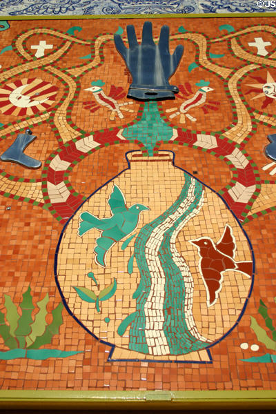 Detail of mural "El Alma del Pueblo" (1998) by Alex Garza & Gonzalo Espinosa at Tucson Museum of Art. Tucson, AZ.