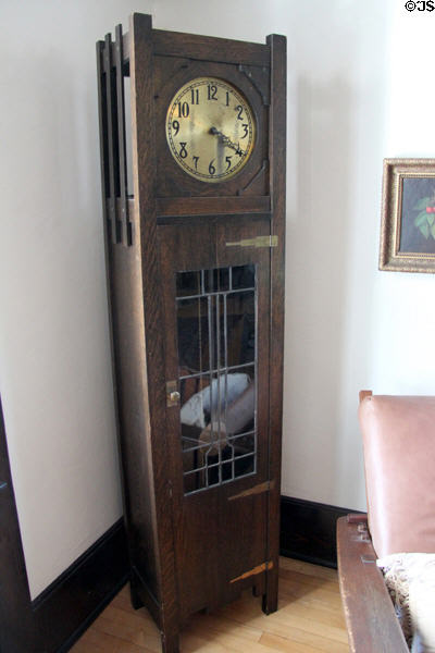 Arts & Crafts tall clock in Corbett House at Tucson Museum of Art. Tucson, AZ.