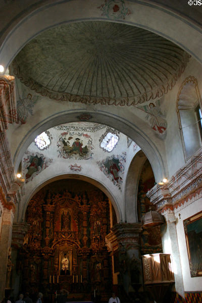 Interior of San Xavier del Bac Mission Church. Tucson, AZ.