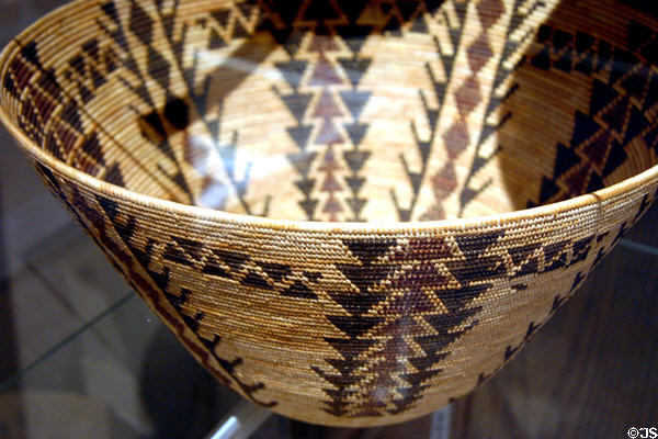Native American Yokuts mush boiler basket at Gold Rush History Center. Sacramento, CA.