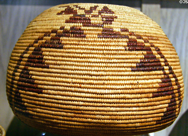 Native American Patwin gift basket at Gold Rush History Center. Sacramento, CA.