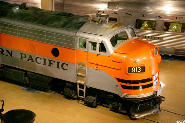 Western Pacific Railroad F7 Diesel locomotive #913 (1950) by General Motors at California State Railroad Museum. Sacramento, CA.