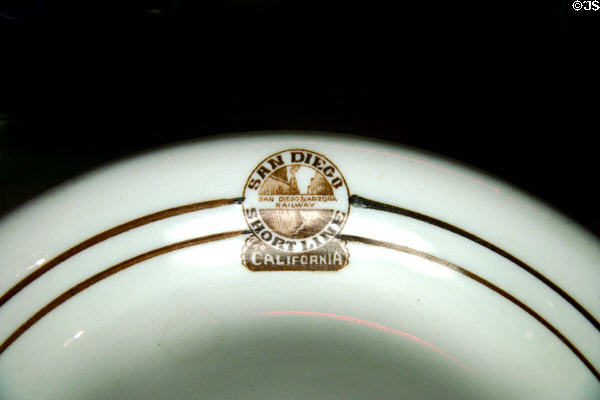 San Diego Short Line logo on plate at California State Railroad Museum. Sacramento, CA.