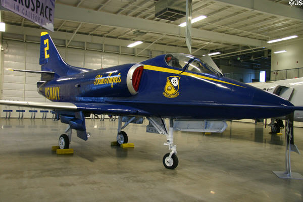 McDonnell-Douglas A-4C Skyhawk I (1957-70s) in Blue Angels paint at Aerospace Museum of California. Sacramento, CA.