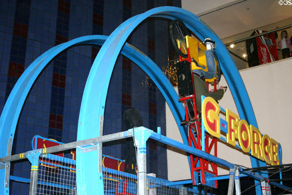 Tech Museum of Innovation G-Force centrifugal bike ride. San Jose, CA.