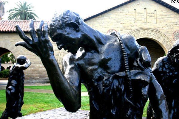Pierre de Wiessant in Burghers of Calais group (1884) by Auguste Rodin in Memorial Court at Stanford. Palo Alto, CA.