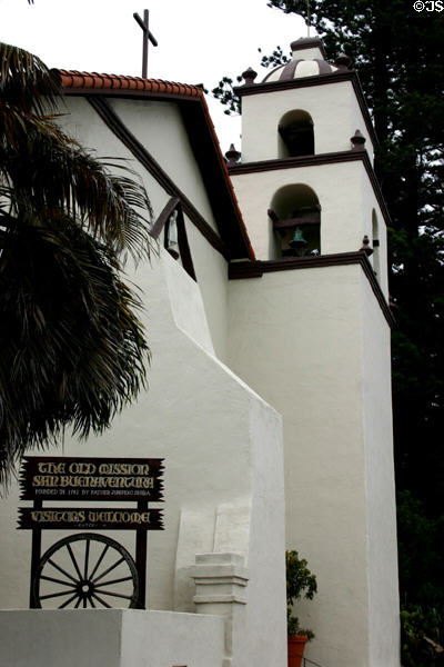 San Buenaventura Mission bell tower & buttress. Ventura, CA.