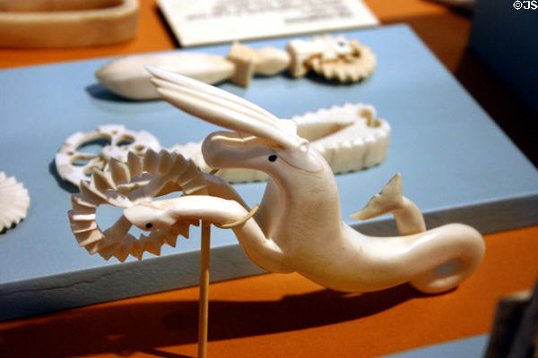 Scrimshaw pie crimper in Maritime Museum. Monterey, CA.