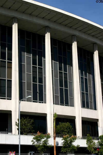 Columns of Dorothy Chandler Pavilion at Los Angeles Music Center. Los Angeles, CA.