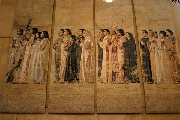 Paintings of saints in Our Lady of the Angels Cathedral. Los Angeles, CA.