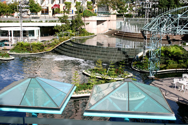 Cascades & pools of California Plaza. Los Angeles, CA.