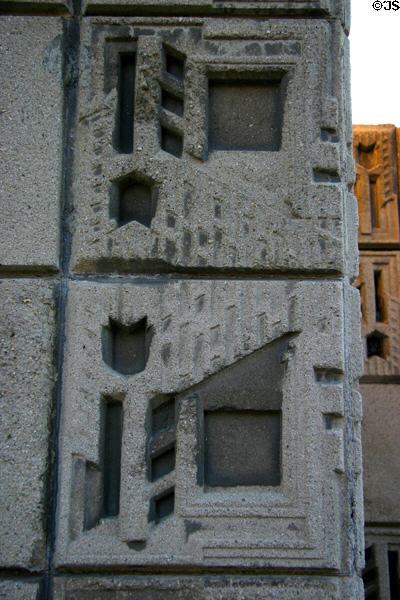 Details of Wright's cement blocks for Freeman House. Hollywood, CA.