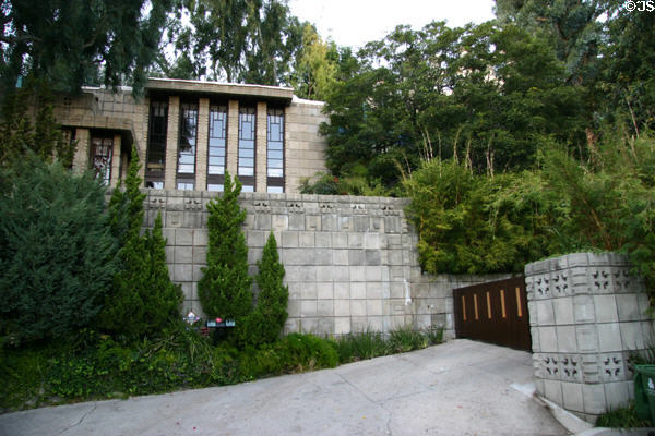 Overview of Storer House & driveway. Los Angeles, CA.