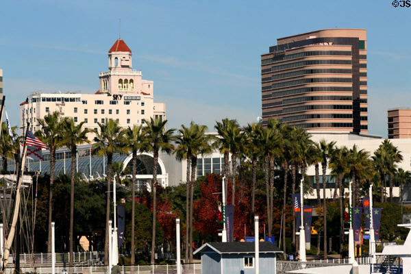 Breakers Retirement Apartments & Shoreline Square over Long Beach Convention complex. Long Beach, CA.
