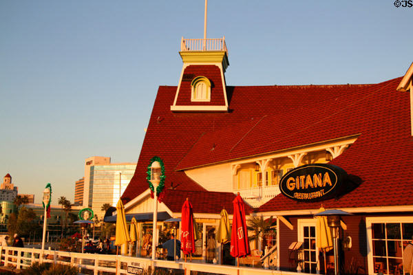 Bright roof of Shoreline Village. Long Beach, CA.