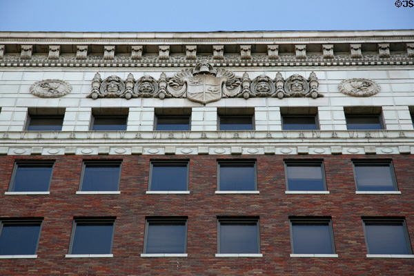 Upper floor decorations of Security Pacific Building. Long Beach, CA.