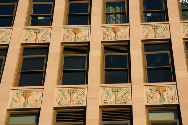 Facade details of Insurance Exchange Lofts. Long Beach, CA.