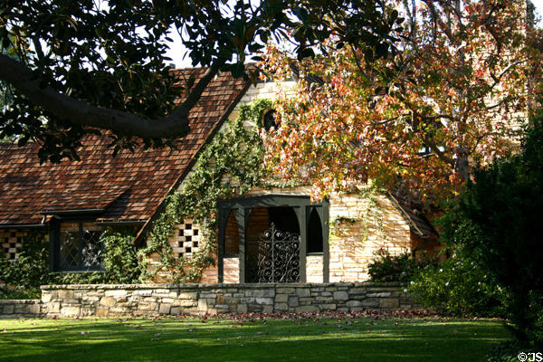 Rough stone & shingle house (2201 La Mesa Dr.). Santa Monica, CA.