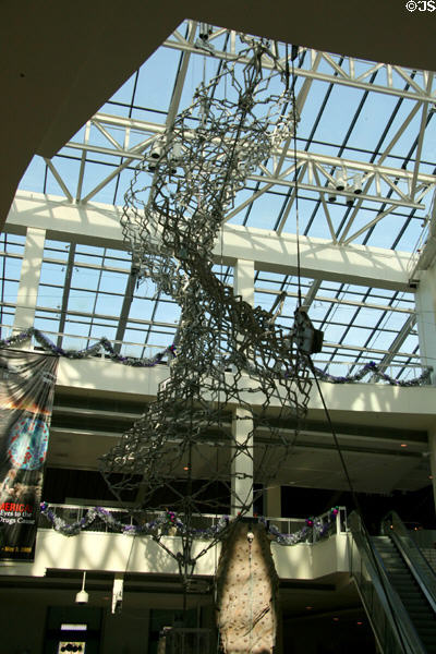 Lobby of California Science Center with kinetic sculpture Hypar (Hyperbolic Paraboloid) by Chuck Hoberman. Los Angeles, CA.