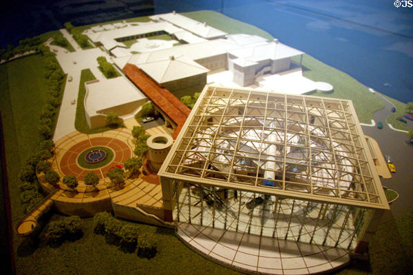 Model of Ronald Reagan Presidential Library & Museum including Air Force One Pavilion. Simi Valley, CA.