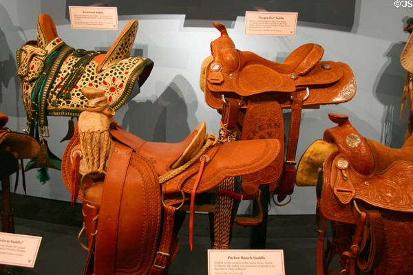 Various saddles given to President Reagan at Reagan Museum. Simi Valley, CA.