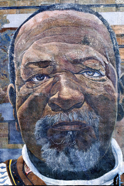Mural of Black Cultural Center at Watts Towers. Los Angeles, CA.