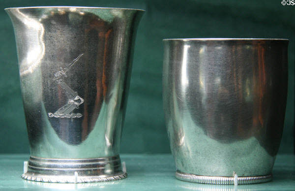 Beakers (c1800) by David Vinton of Rhode Island & by Paul Revere of Boston at Fowler Museum. Los Angeles, CA.