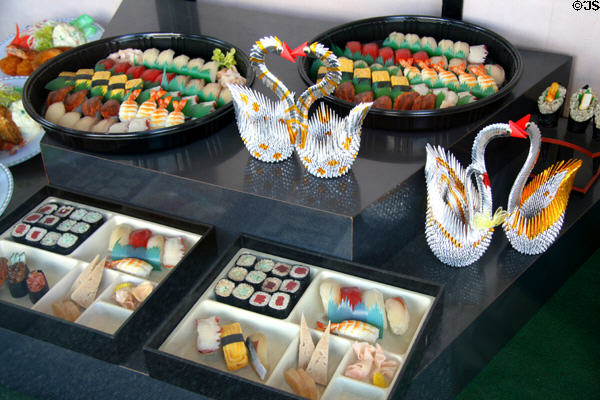 Window display of Japanese food at Japanese Village Plaza. Los Angeles, CA.