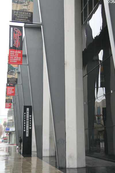 Pillars on facade of Petersen Automotive Museum. Los Angeles, CA.