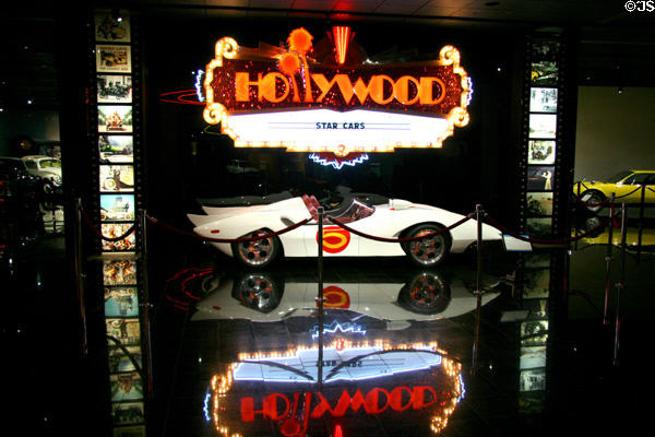 Entrance to Hollywood Star Cars wing at Petersen Automotive Museum. Los Angeles, CA.