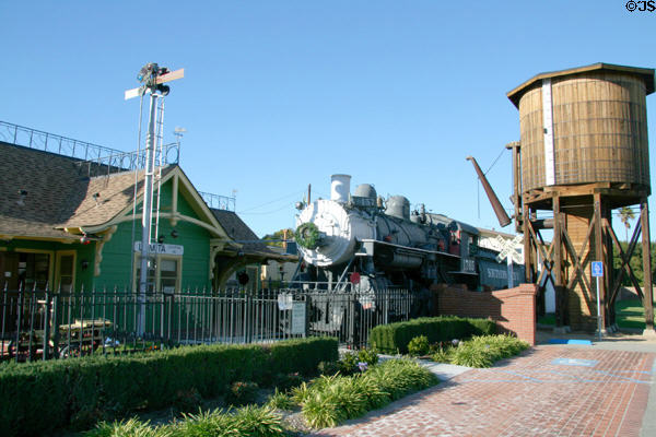 Lomita Railroad Museum station, steam locomotive & water tower. Lomita, CA.