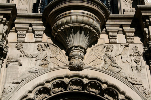 Carved angels on Saint Vincent Catholic Church. Los Angeles, CA.