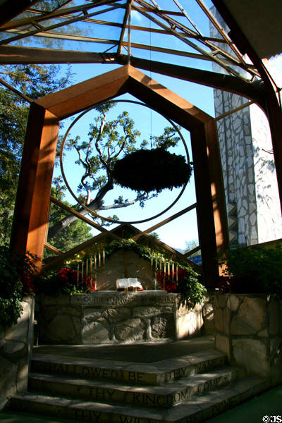 Wayfarers Chapel interior. Rancho Palos Verdes, CA.