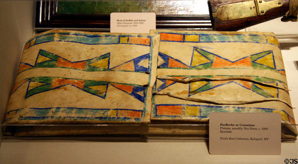 Plateau Indian (possibly Nez Perce) parfleche container (c1900) at Autry National Center. Los Angeles, CA.