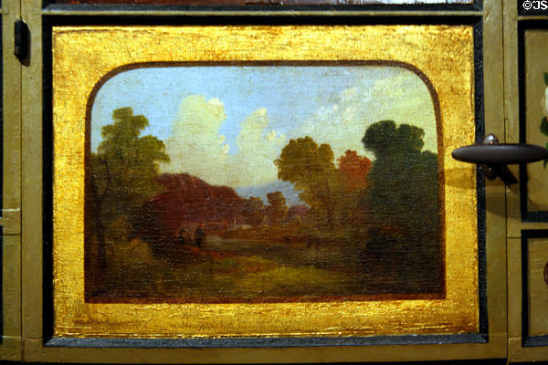 Contryside scene painted on door of Concord mail stage coach at Autry National Center. Los Angeles, CA.