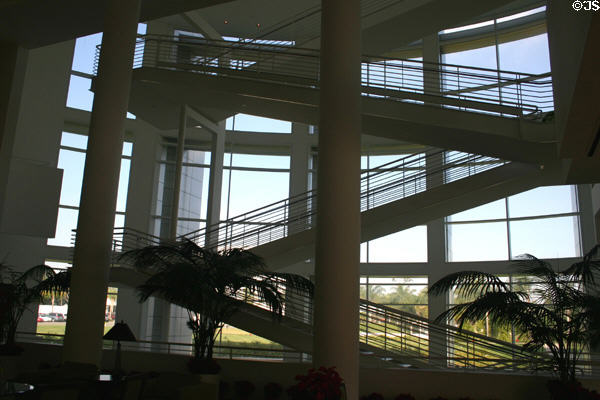 Hospitality Center interior stairs at Crystal Cathedral. Garden Grove, CA.