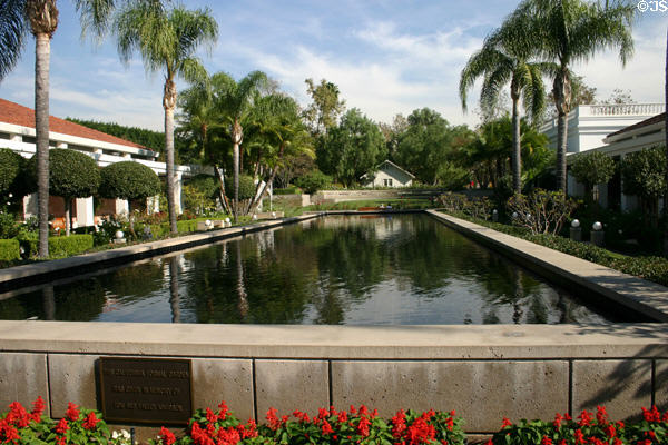 Reflecting pool in garden of Nixon Library & Birthplace. Yorba Linda, CA.