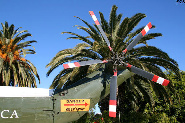 Tail rotor of Presidential VH-3A Sea King helicopter at Nixon Library. Yorba Linda, CA.