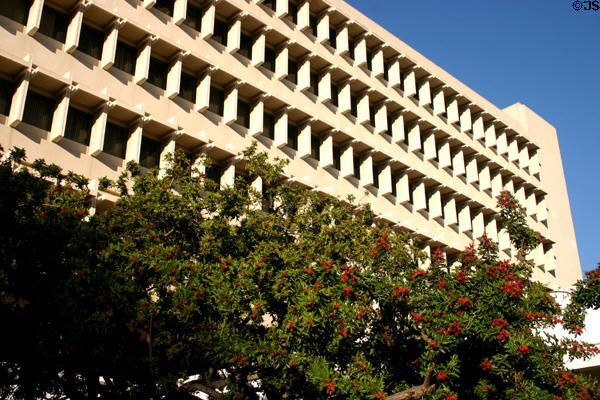 Social Science Tower at UC Irvine. Irvine, CA. Style: Brutalist. Architect: William L. Pereira.