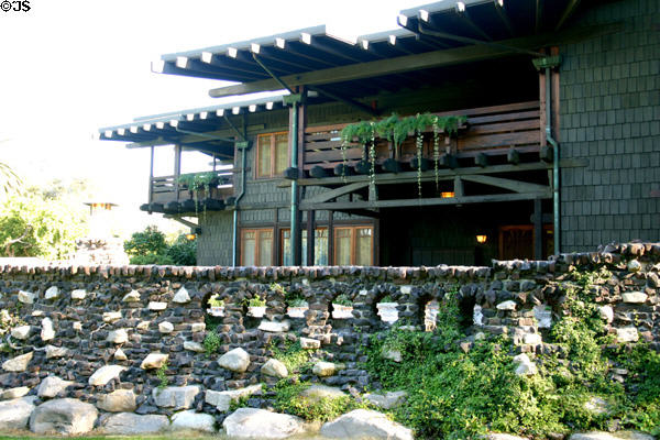 Gamble house garden wall & house. Pasadena, CA.